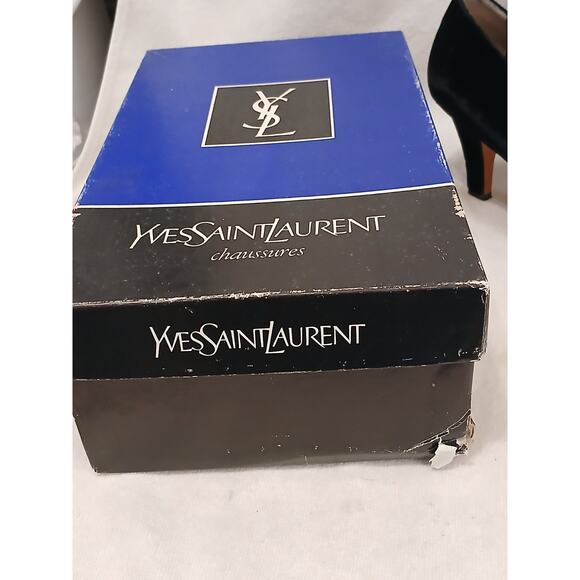 Yves Saint Laurent Black Velvet Jeweled Pointed Toe Heels Size 9.5 Party Vintage - Picture 16 of 16